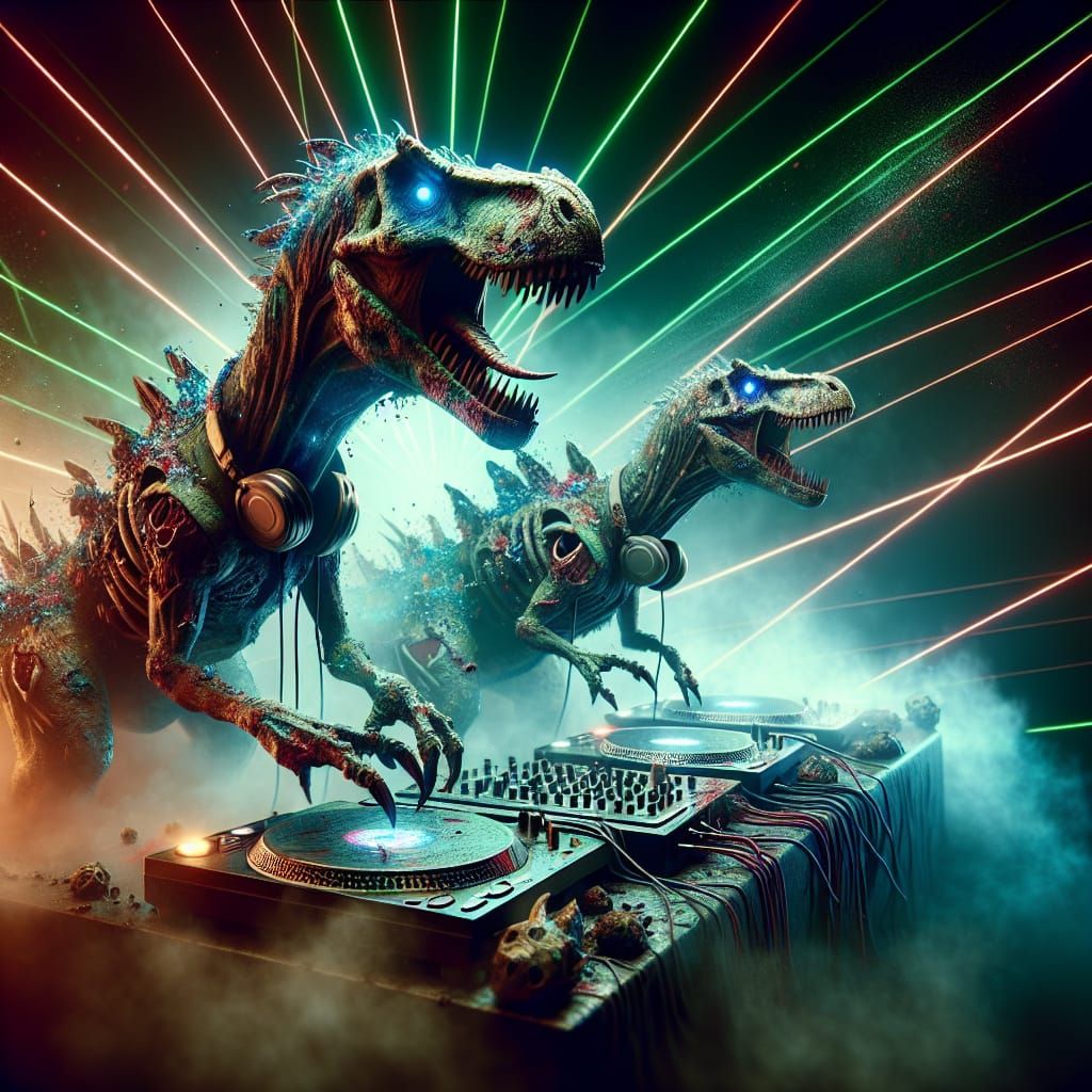 Zombie Dino Rave - AI Generated Artwork - NightCafe Creator