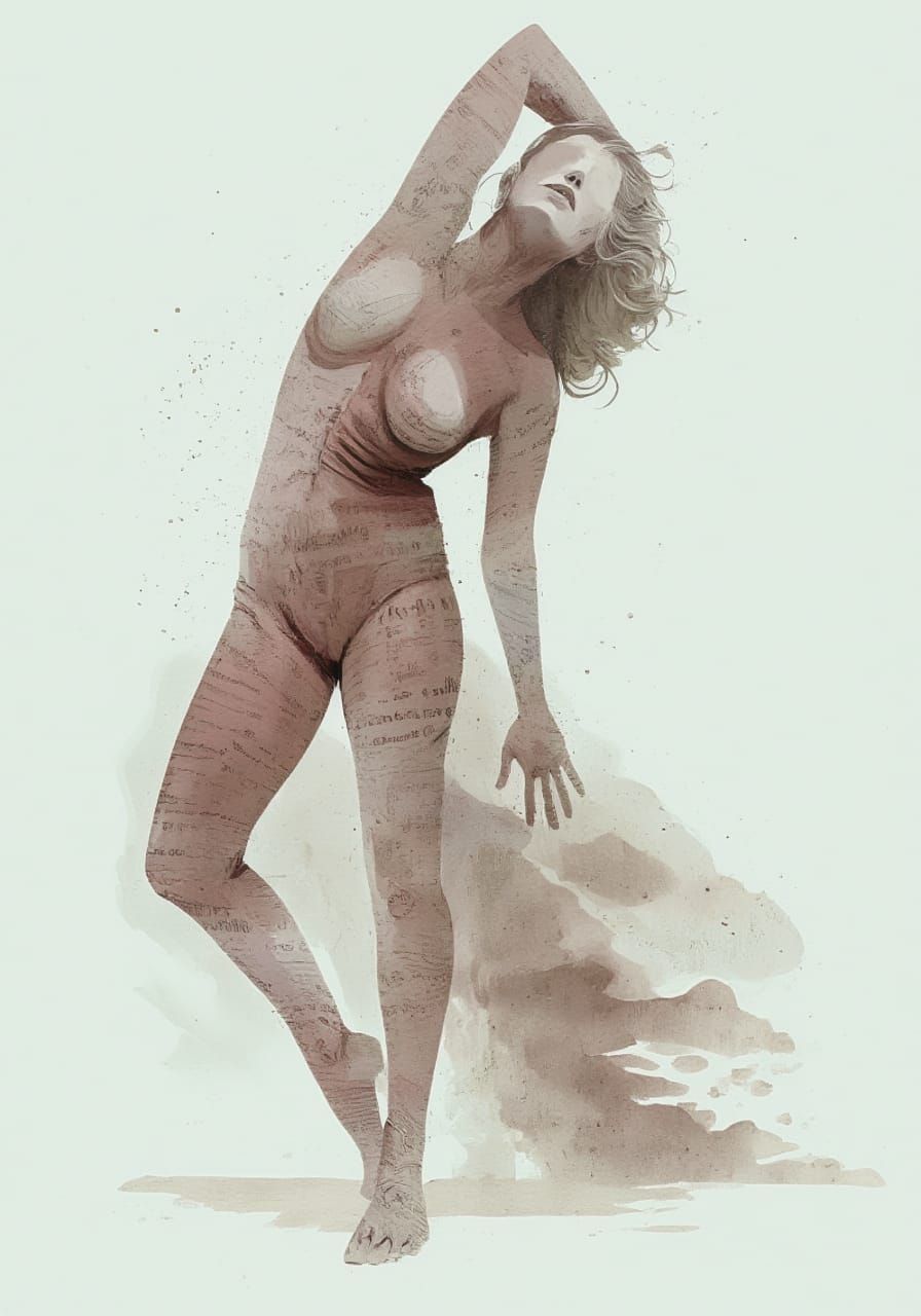 Posing in newspaper jumpsuit