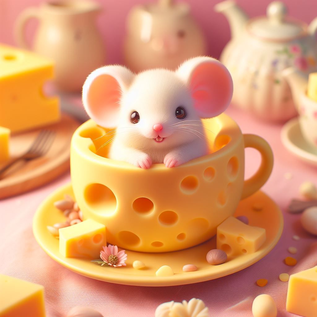 Mouse in a cheesecup