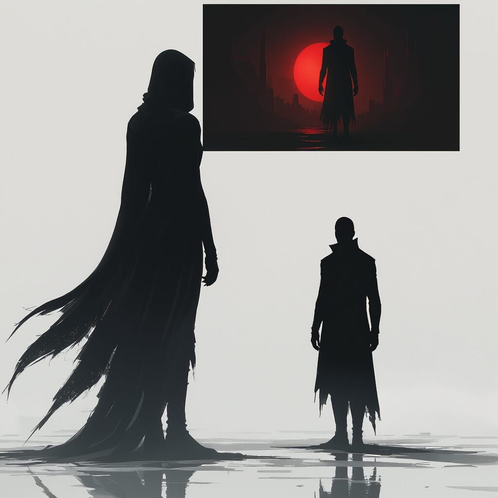 Mysterious Shadow Figure in Dramatic 3D Shading