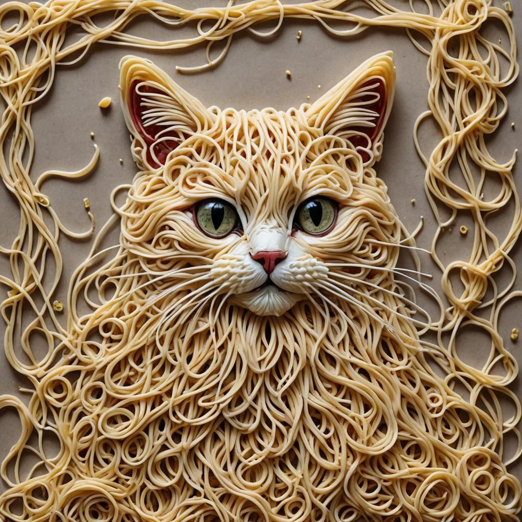 Spaghetti cat - AI Generated Artwork - NightCafe Creator