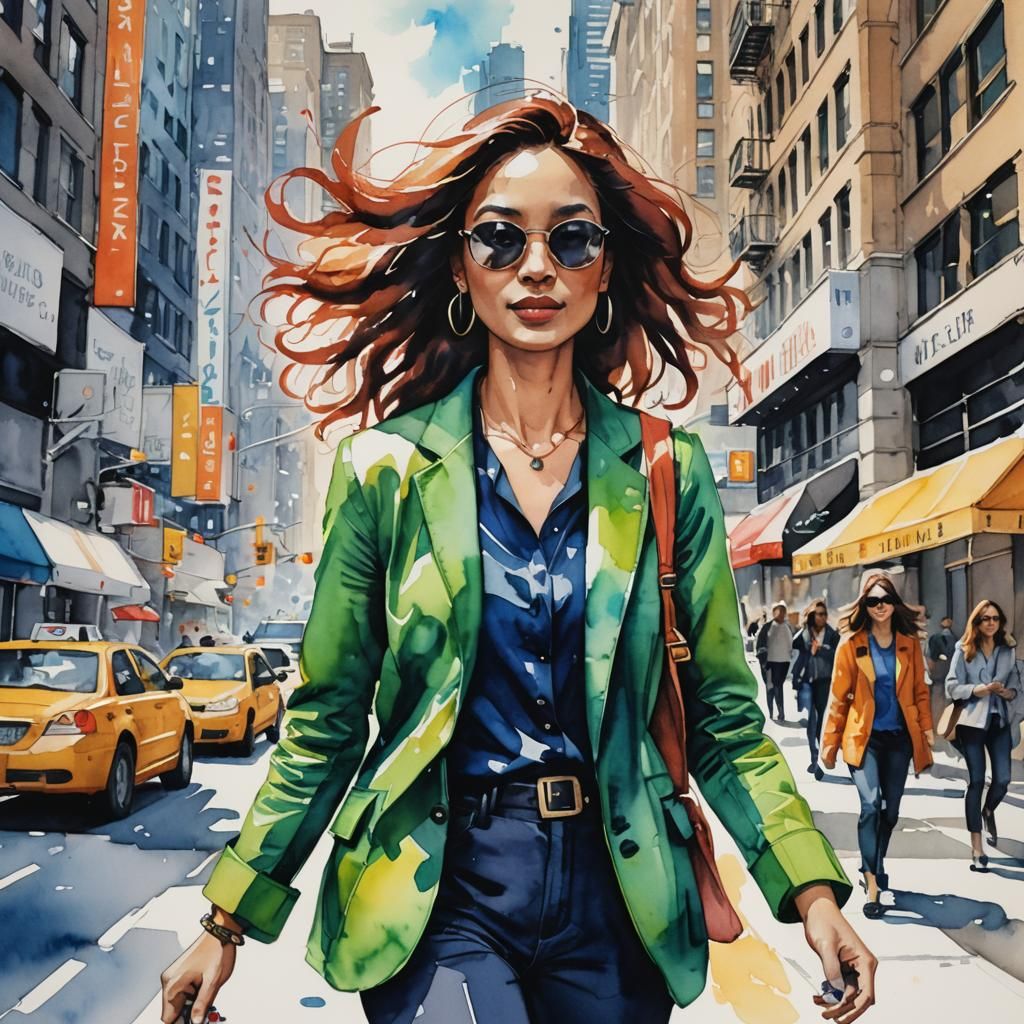 Vibrant Urban Energy: Modern Woman in the City