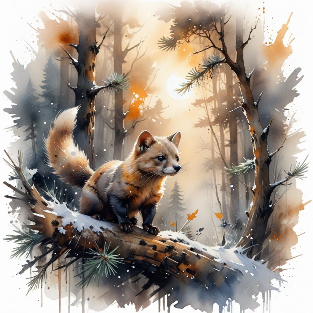 Elusive pine marten  by @Kosh