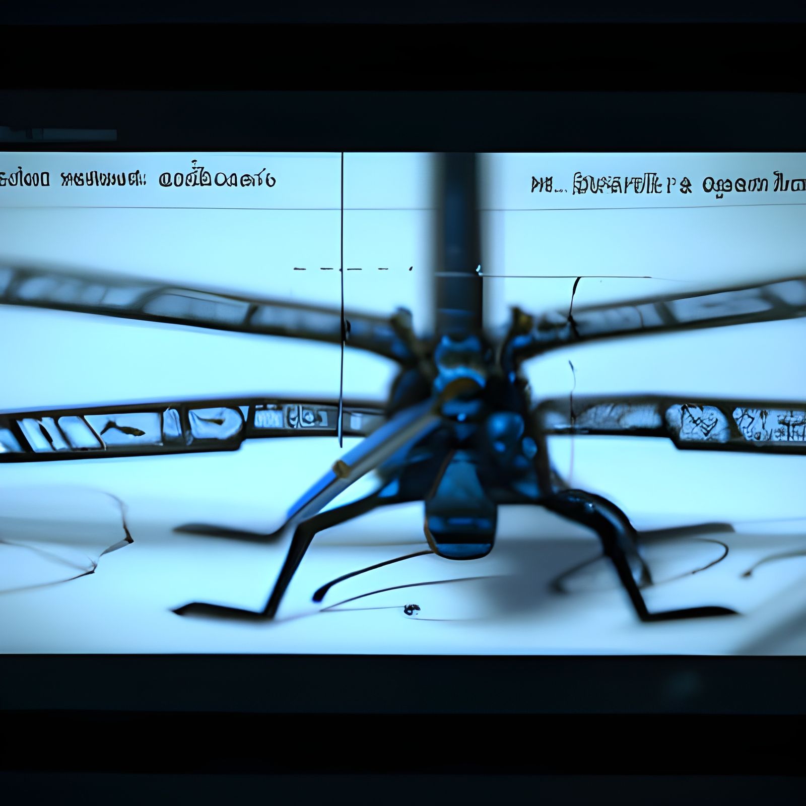 DSLR photo still of a Diagram of a mechanical dragonfly in k...