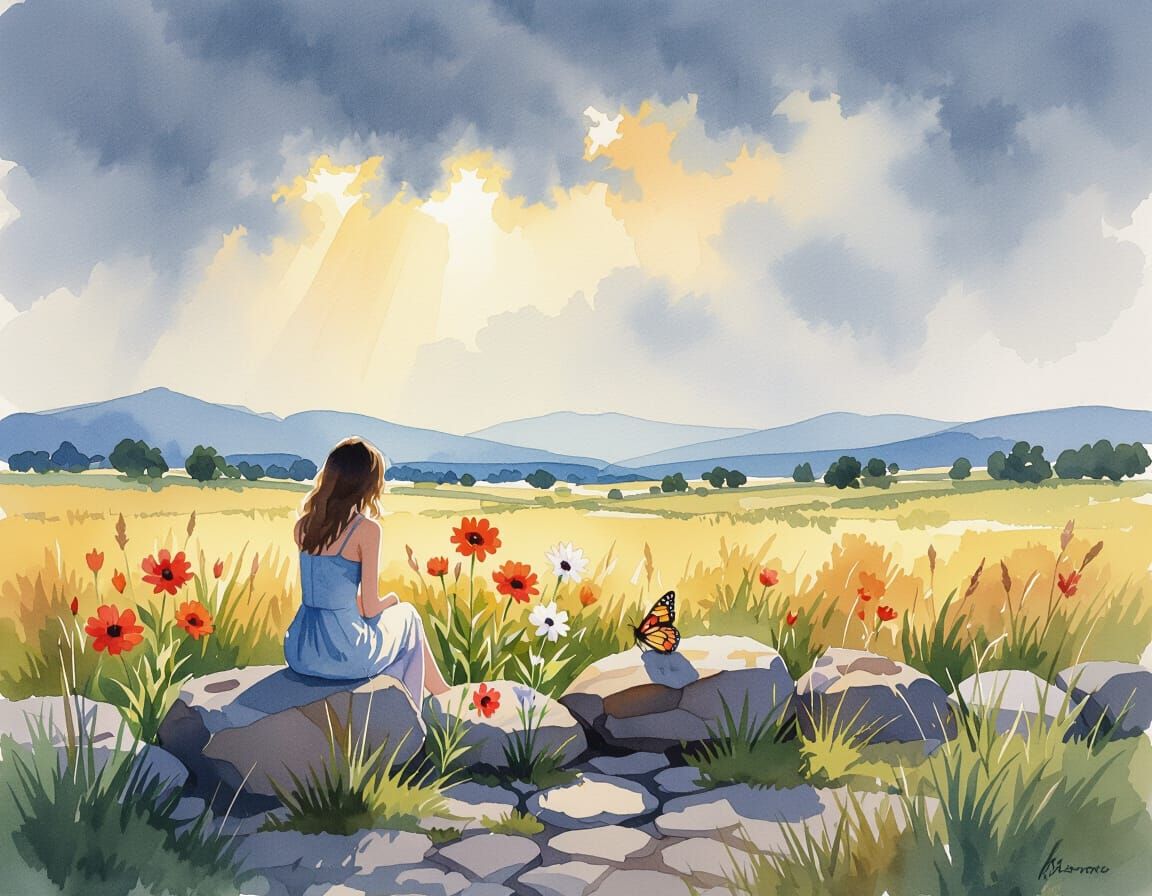  flowers growing between stones 