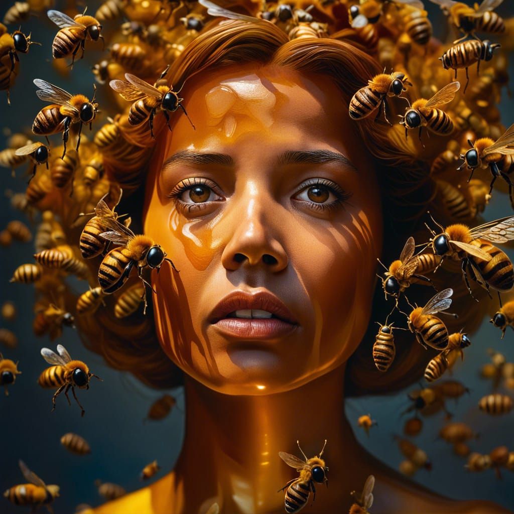 Honey-Drenched Hyperrealism Photograph Portrait - AI Generated Artwork ...