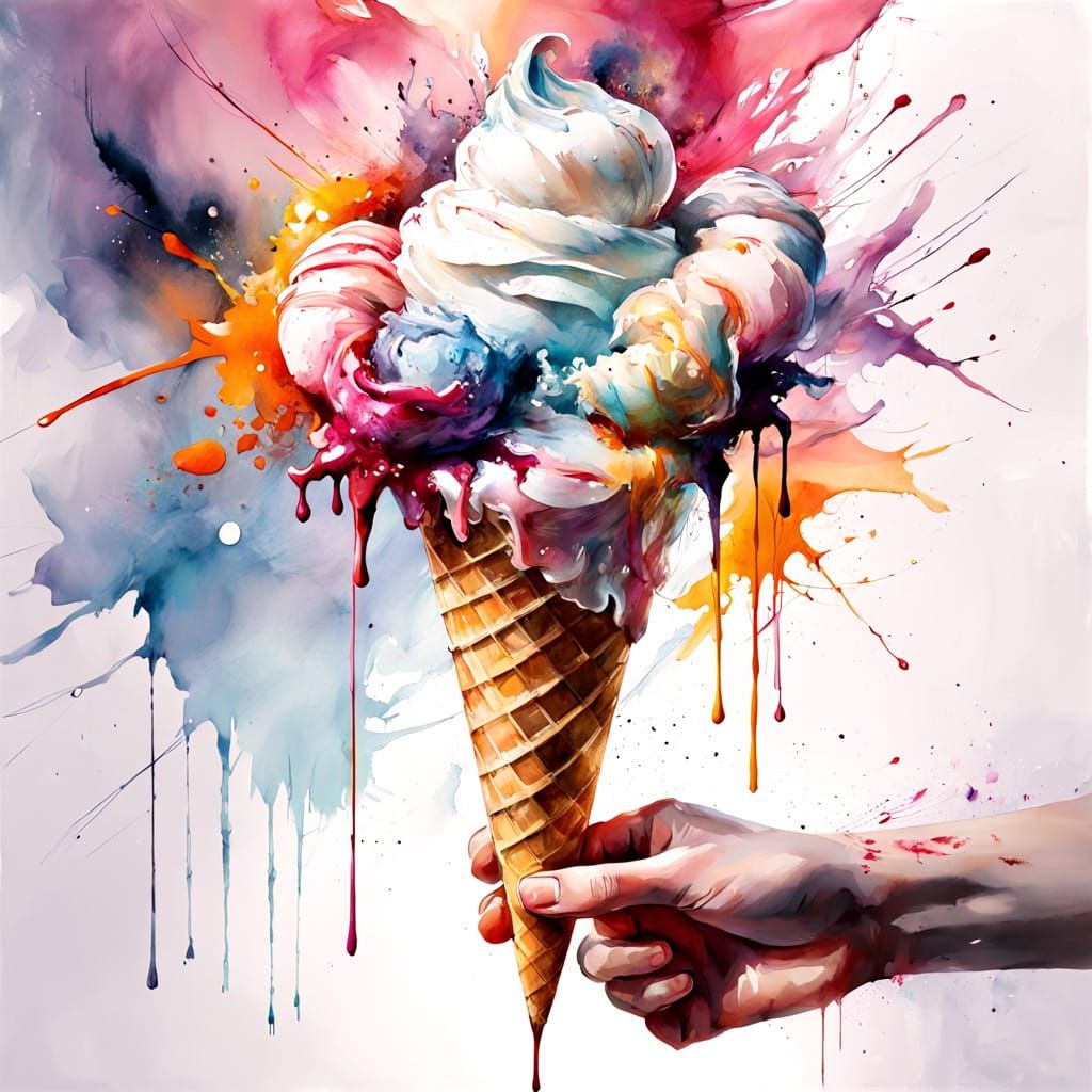 Close-up of a melting ice cream cone   by @Nomis