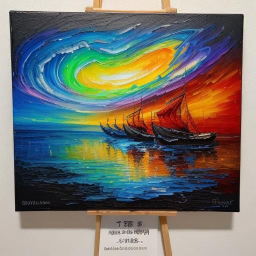 Cosmic Aurora With Dragon in Impasto Style