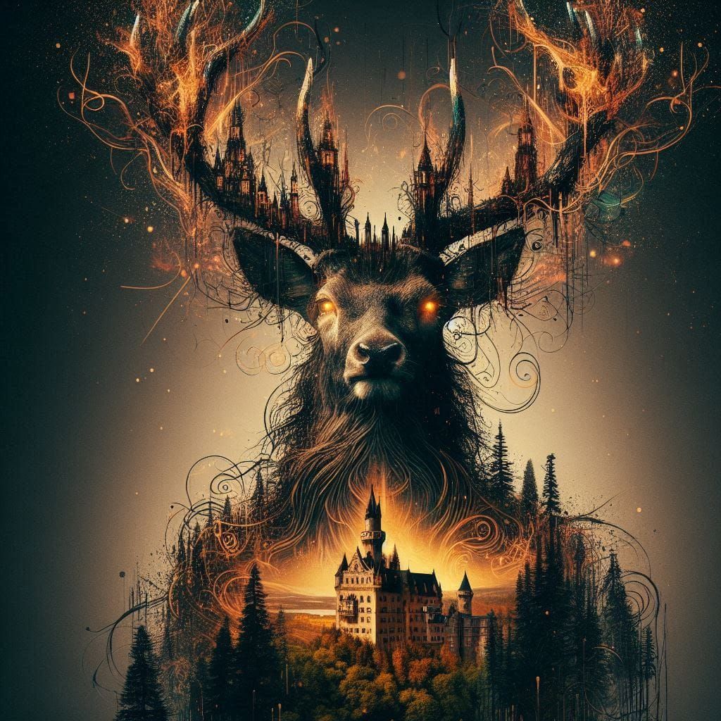 Stag-Castle Double Exposure