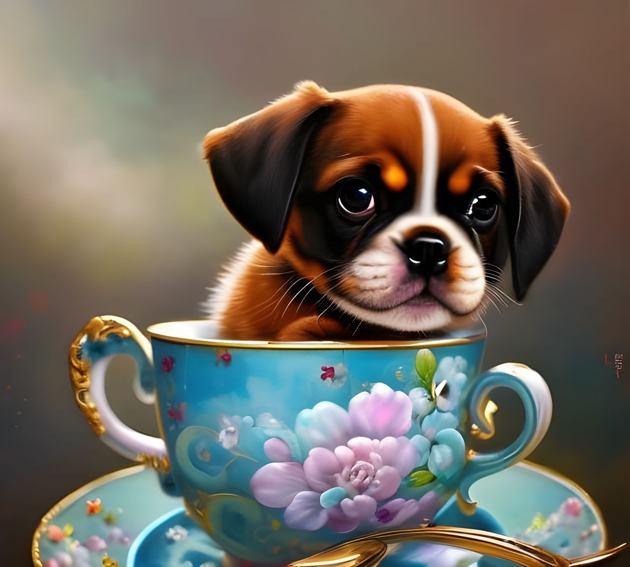 Puggle Puppy Tea Party AI Generated Artwork NightCafe Creator puggle-puppy-tea-party-ai-generated-artwork-nightcafe-creator