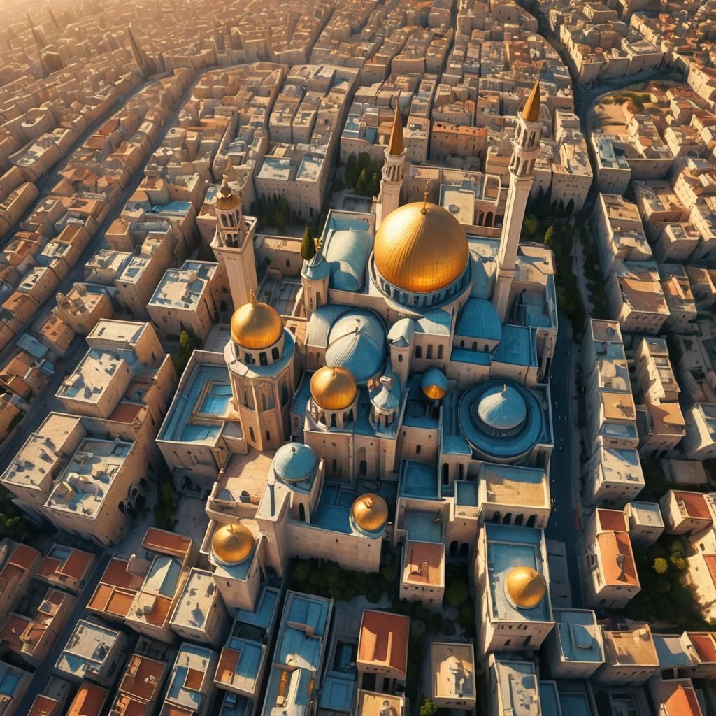 Jerusalem Aerial View: Majestic Fantasy Concept Art