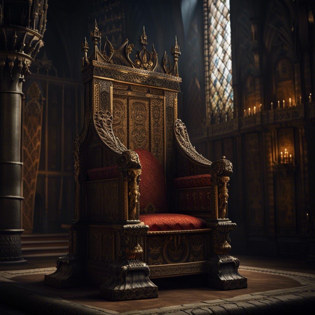 Medieval throne with a king sitting in it