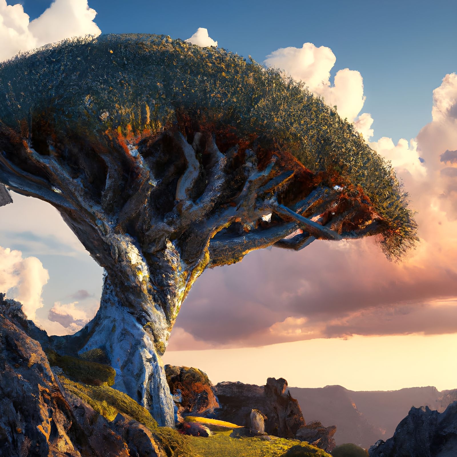 Vibrant Socotra Dragon Tree in Detailed 3D Render