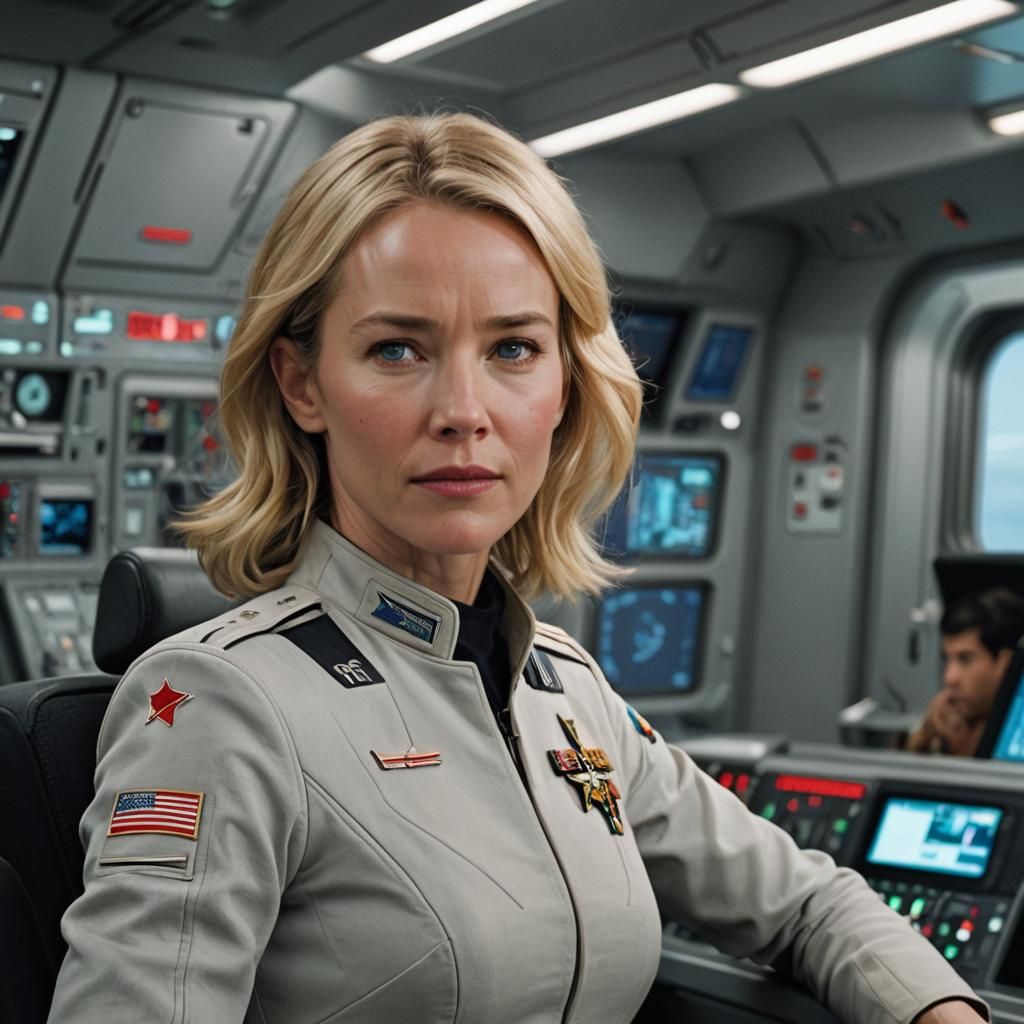Naomi Watts depicted as Capitan on the bridge of the USS ent...