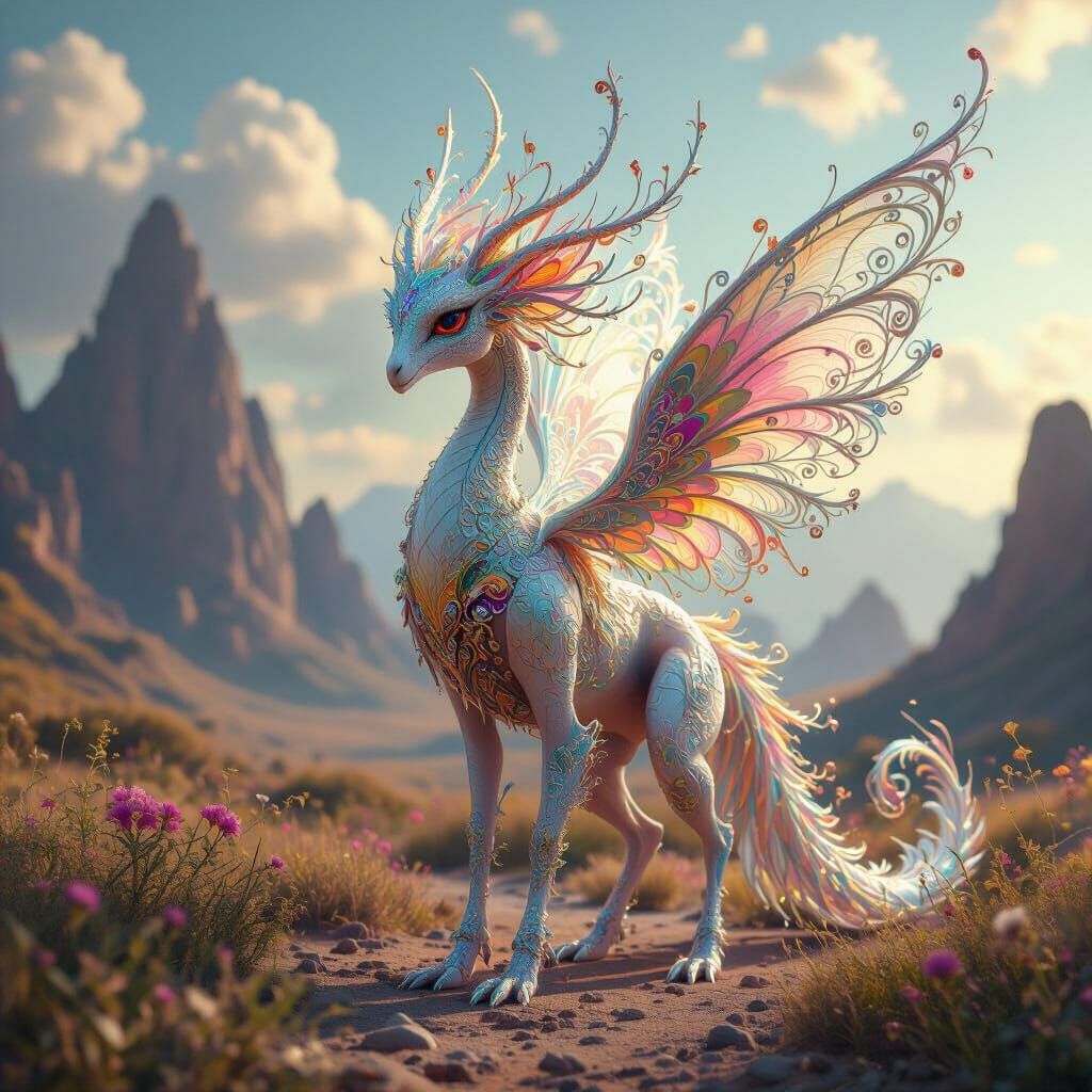 Ethereal Creature in Otherworldly Landscape