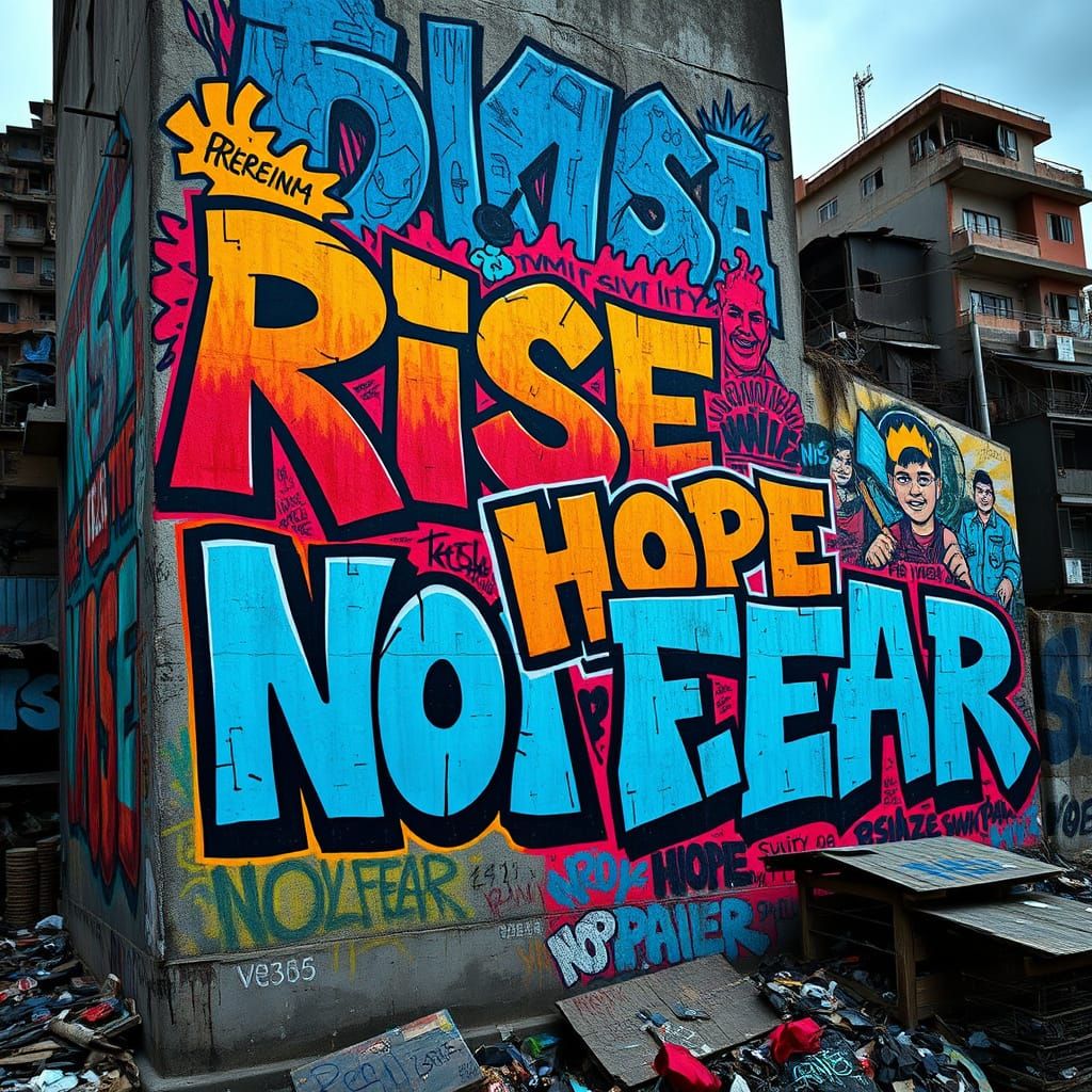 Vibrant Graffiti Wall Art in Urban Setting