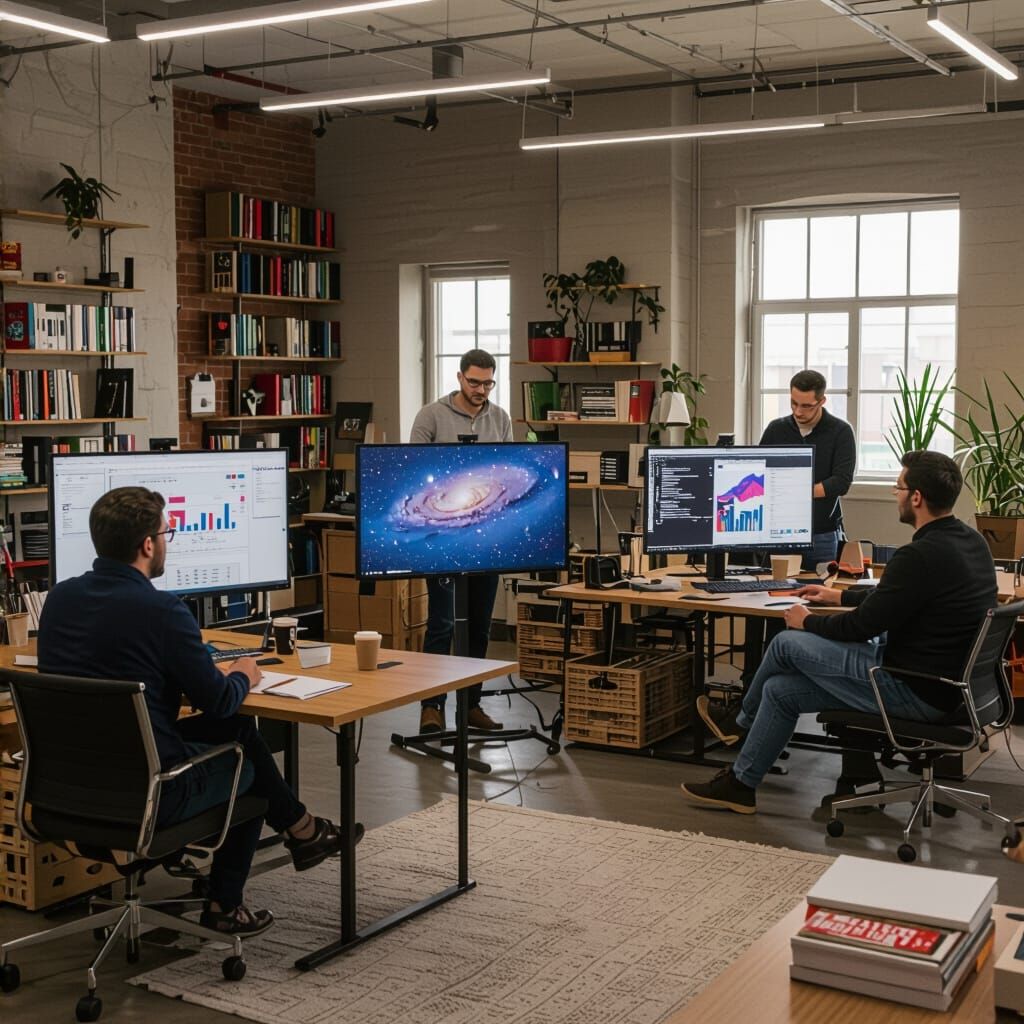 Woman on Motorcycle in Bright Digital Art Style