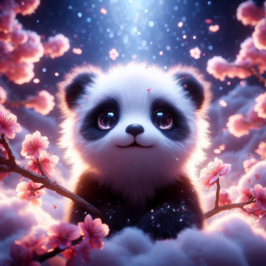 Cherry blossom baby panda dream