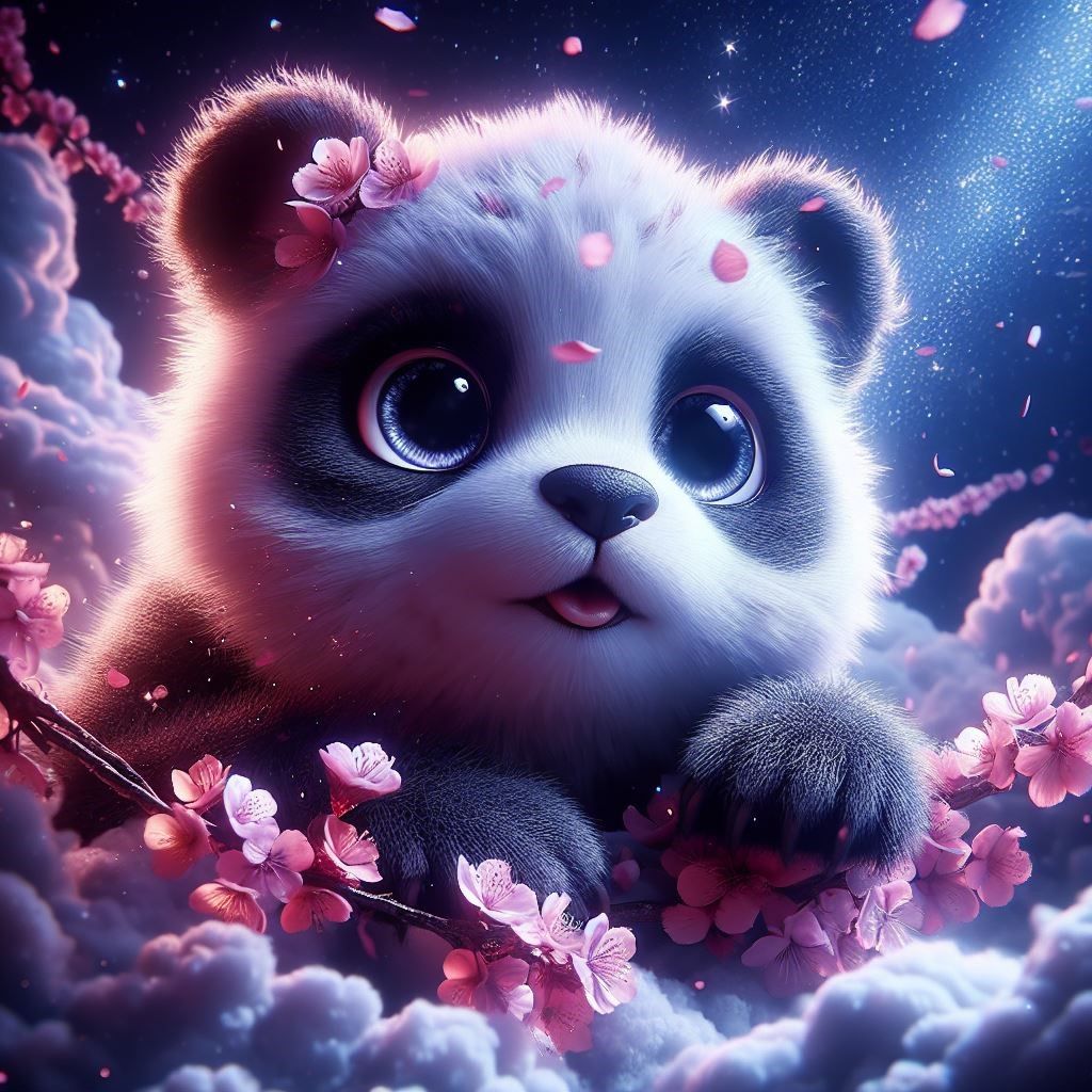 Cherry blossom baby panda dream