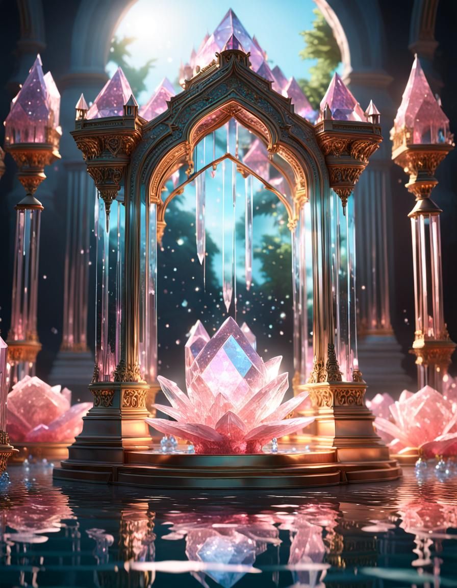 Rose Pink Crystal Archway Entrance to the Pool of Jewels