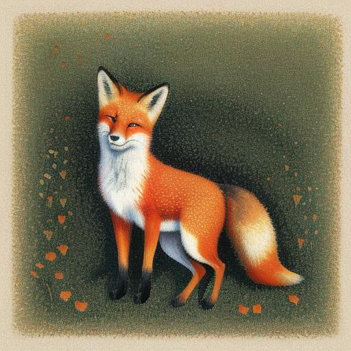 red fox, Georges Seurat, pointillism, rule of thirds