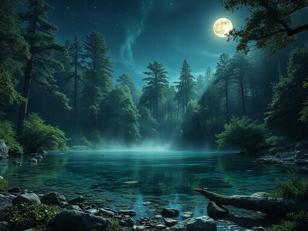 Pond by moonlight  by @John from Youngstown