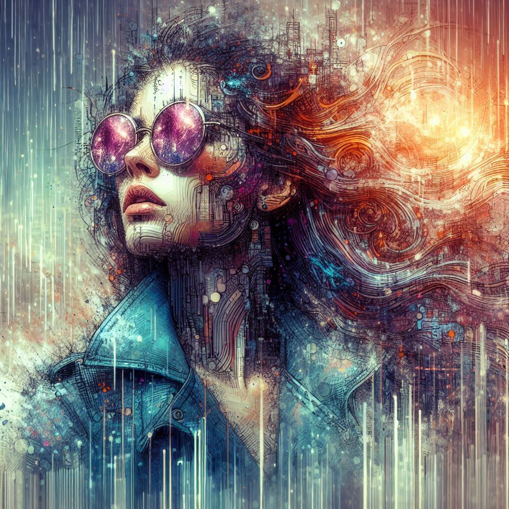 double exposure beautiful fantasy DALL-E 3 portrait landscape..