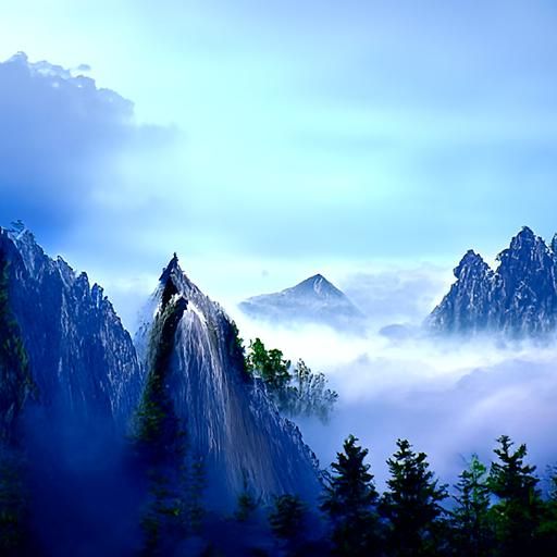 Beautiful misty mountain landscape