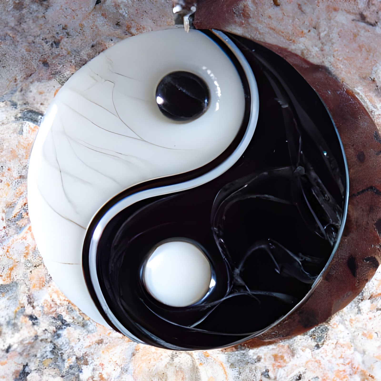 intricately detailed Yin Yang pendant made from marble - AI Generated ...