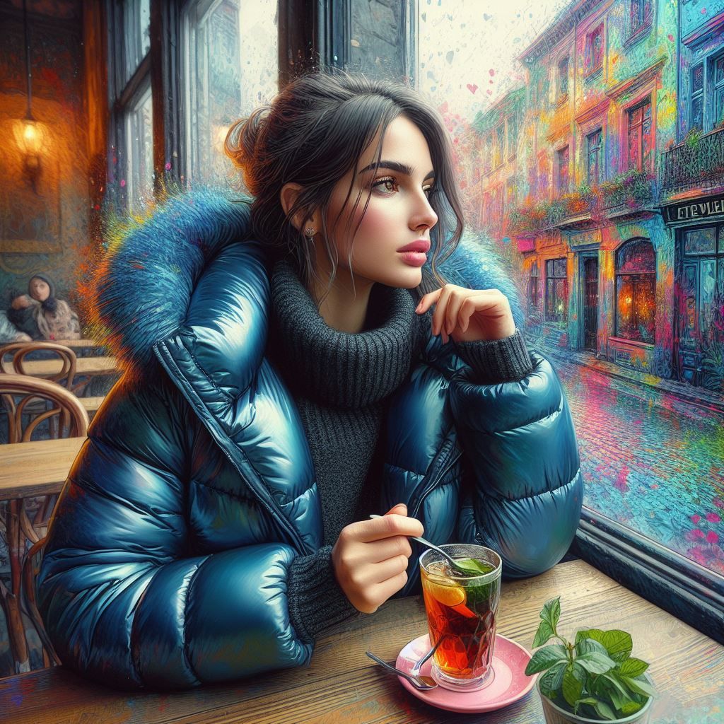 Woman in down jacket