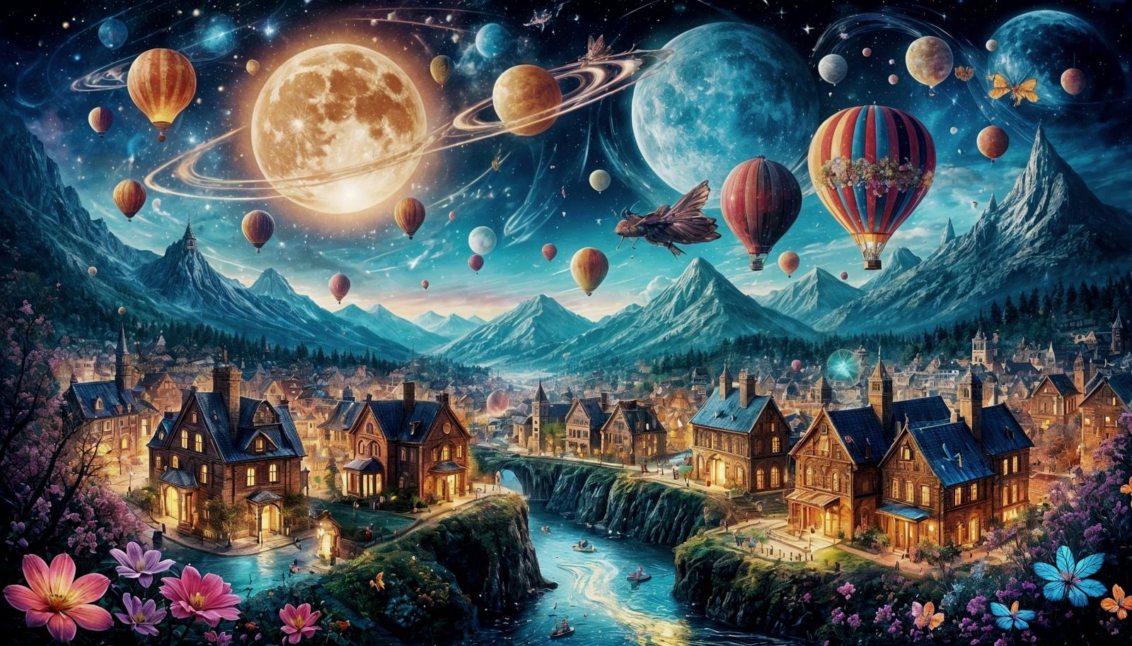 Dreamy Celestial Garden with Fairies and Mystical Elements