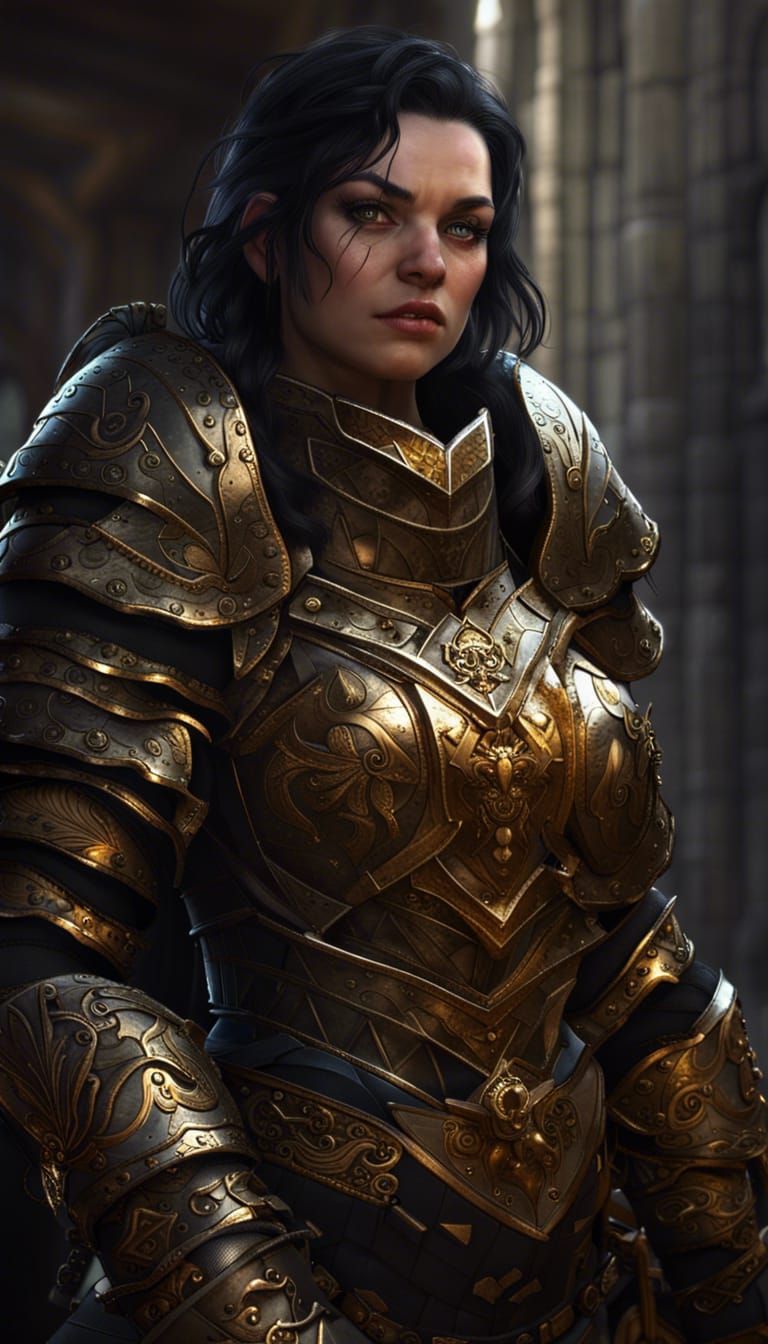 female knight in golden armor - AI Generated Artwork - NightCafe Creator