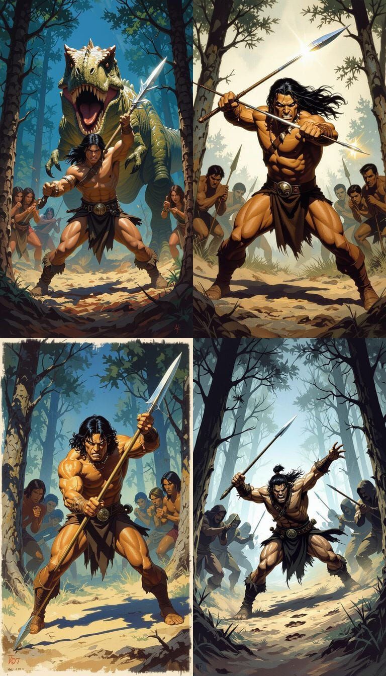 Rink Faces T-Rex With Spear