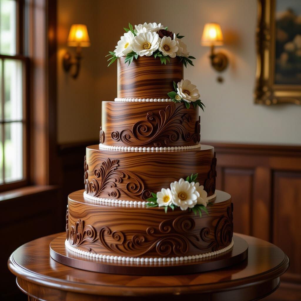 Wedding cake crafted entirely from mahogany and rich pine wood  by @Lunar