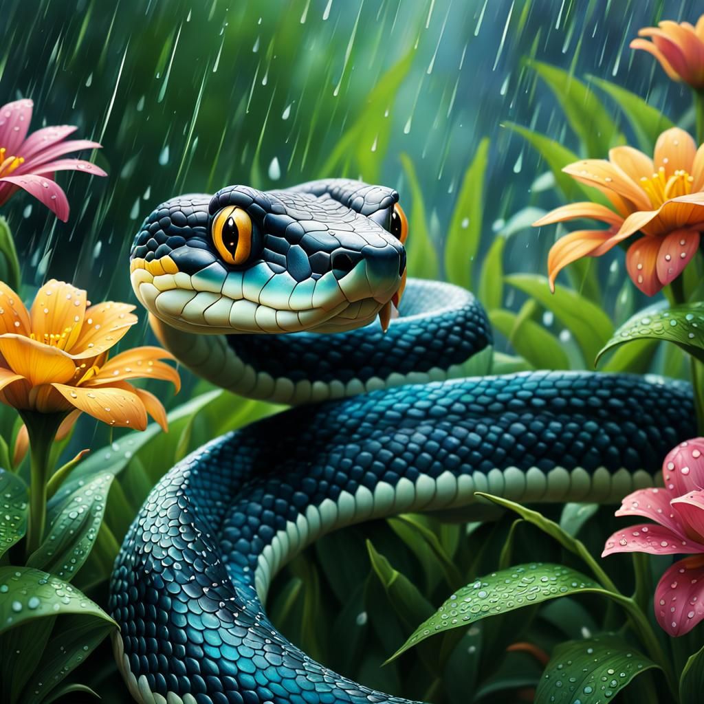 Snake in the rain