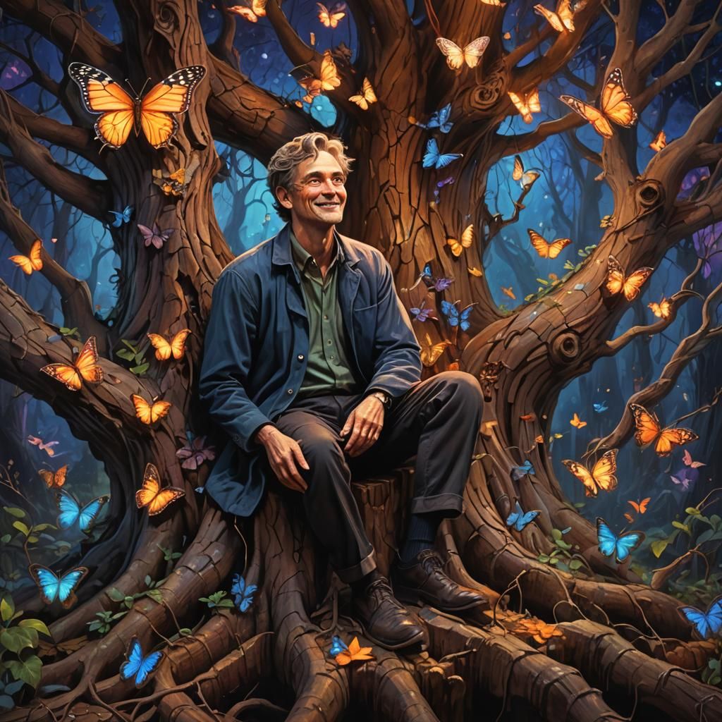 Melancholic Man in Mystical Twilight Fantasy