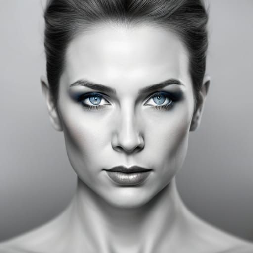 A stunningly attractive feminine woman , well dressed,blue e...