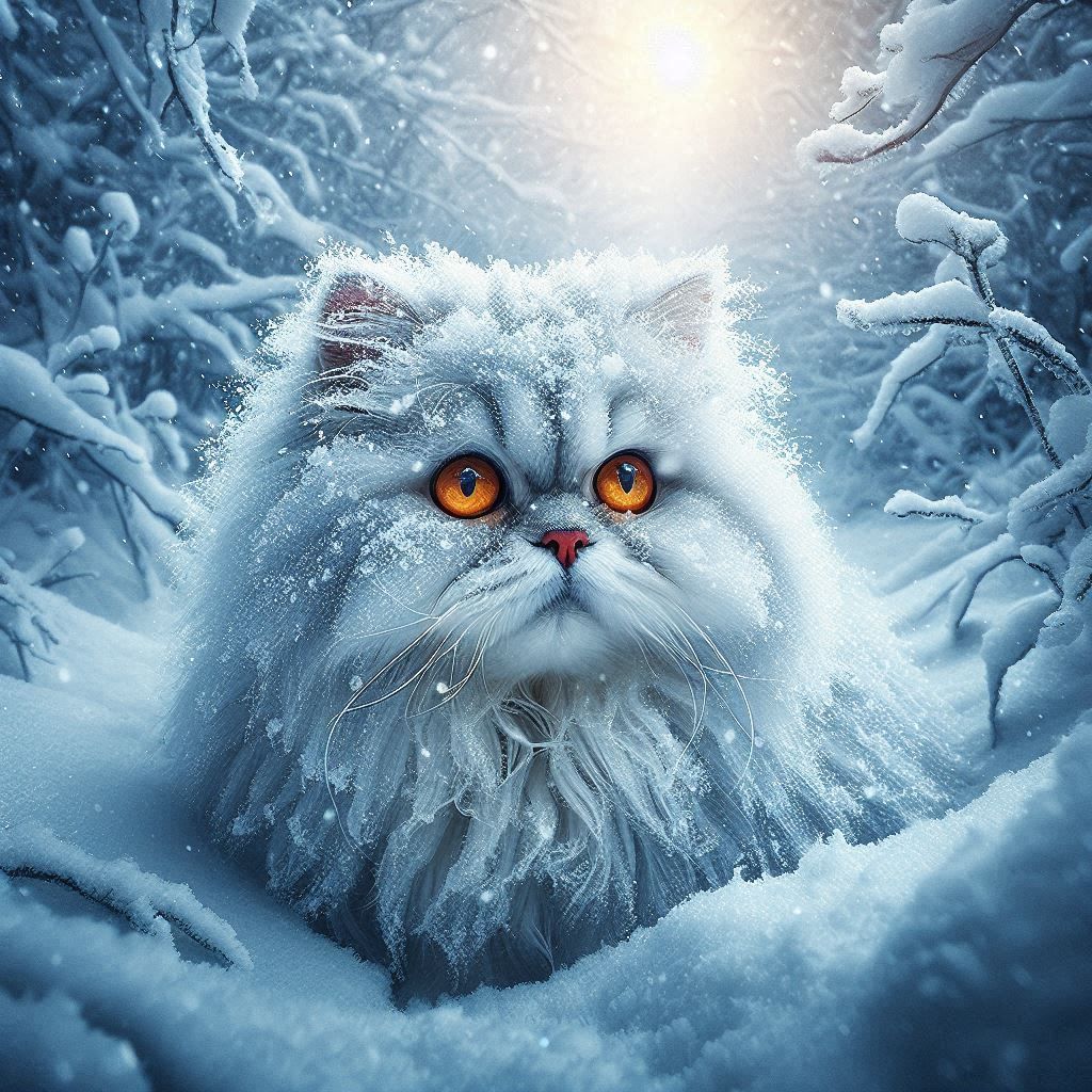 Persian Cat in Snow