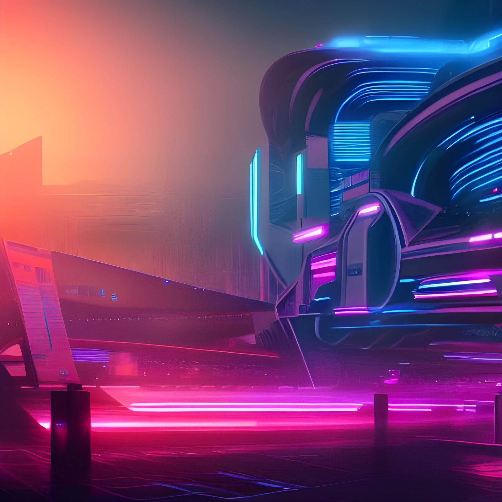 Neon building in 2055 - AI Generated Artwork - NightCafe Creator