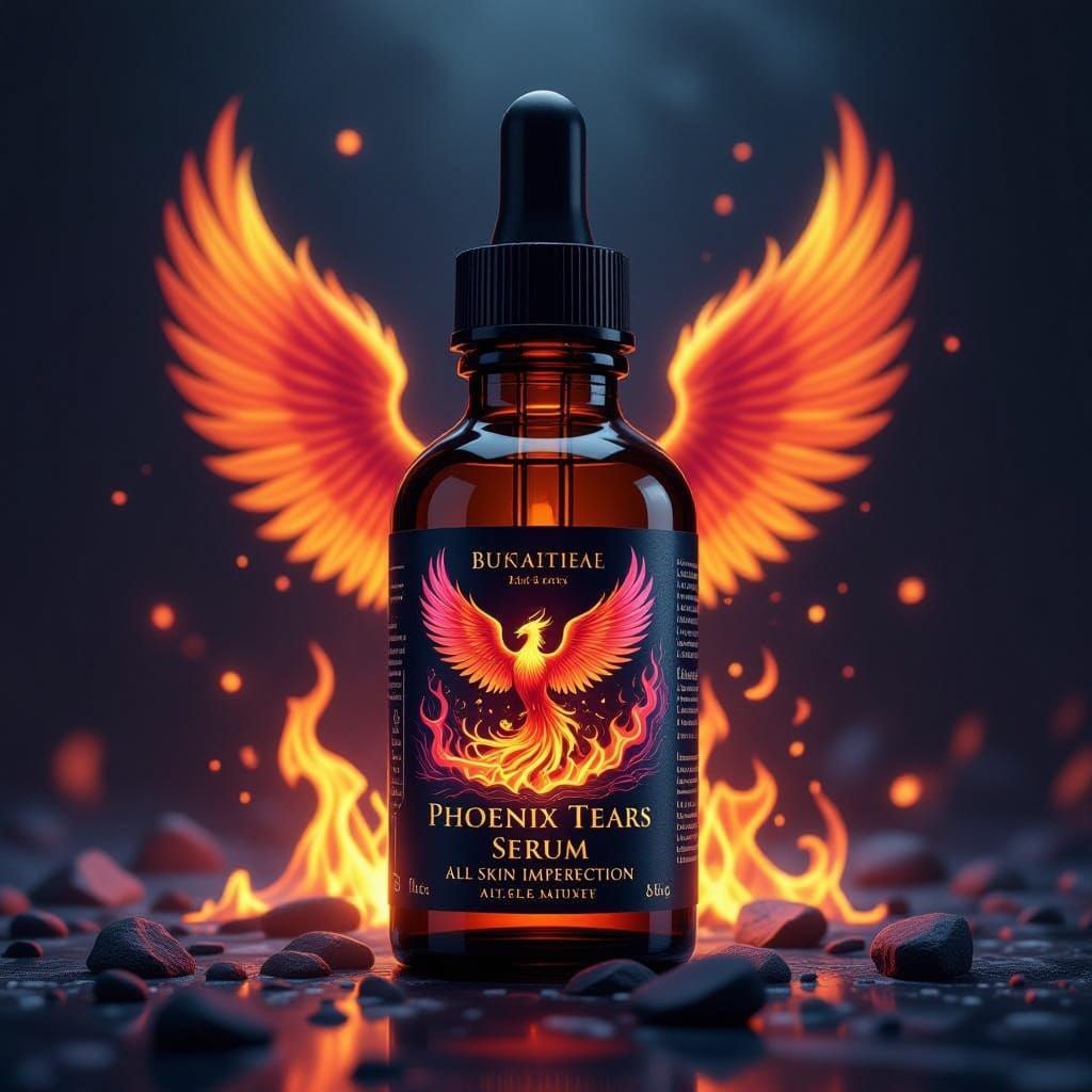 Phoenix Tears Serum: Vibrant Fantasy Concept Art