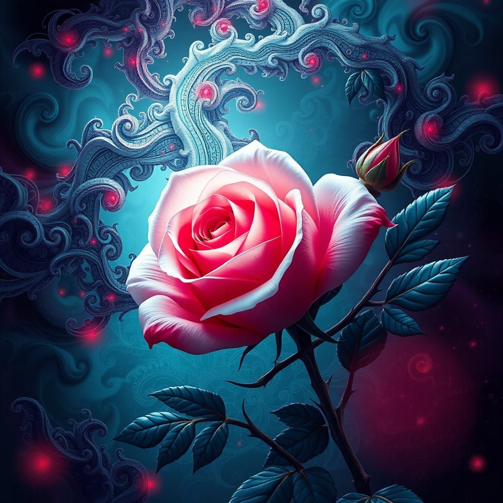 Rose mit Dornen, 3D Schattierung  by @Mona