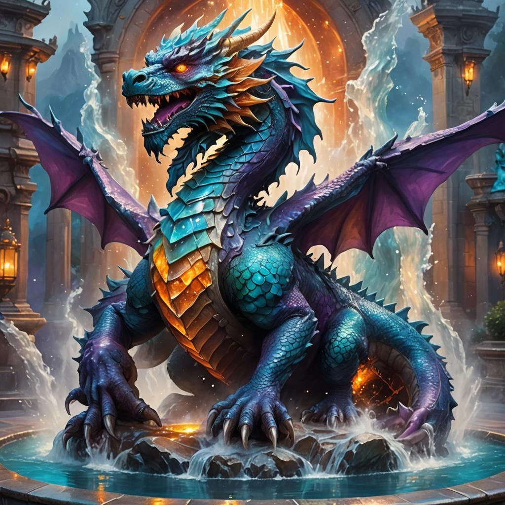 Majestic Dragon Diamond Fountain Concept Art