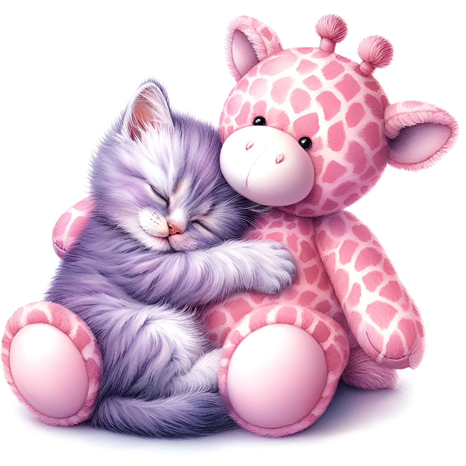 Cuddle: Pastel Kitten and Giraffe Teddy