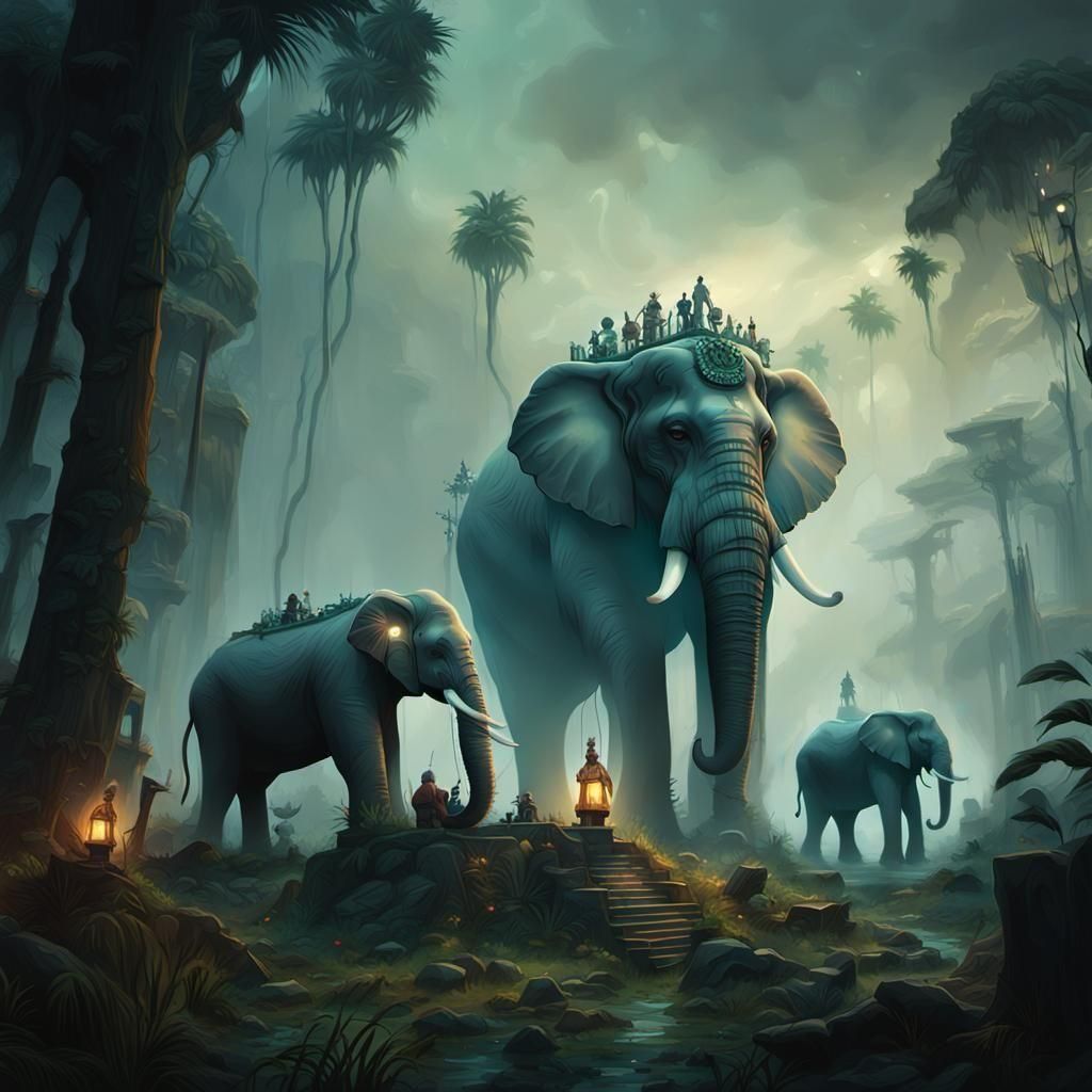 War Elephants in the jungle