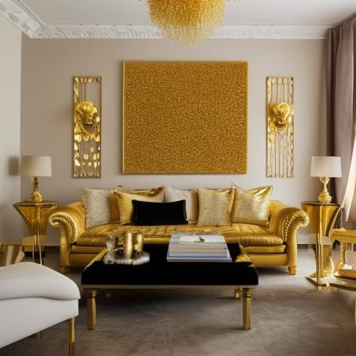 My new precious metal gold decor living-room :-) - AI Generated Artwork ...