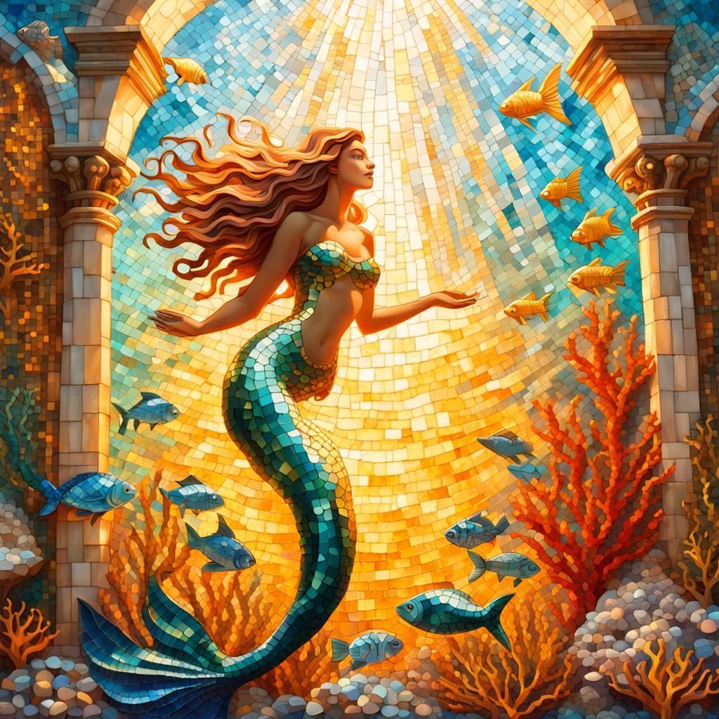 Isla and her underwater mosaic dreamscape   by @BeardlessCarmen