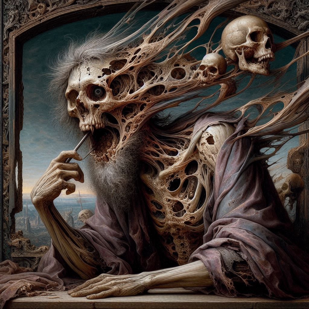 Yet through that shot, that fractured frame, The hollowed figure still remained And still he breathed, though close to d...