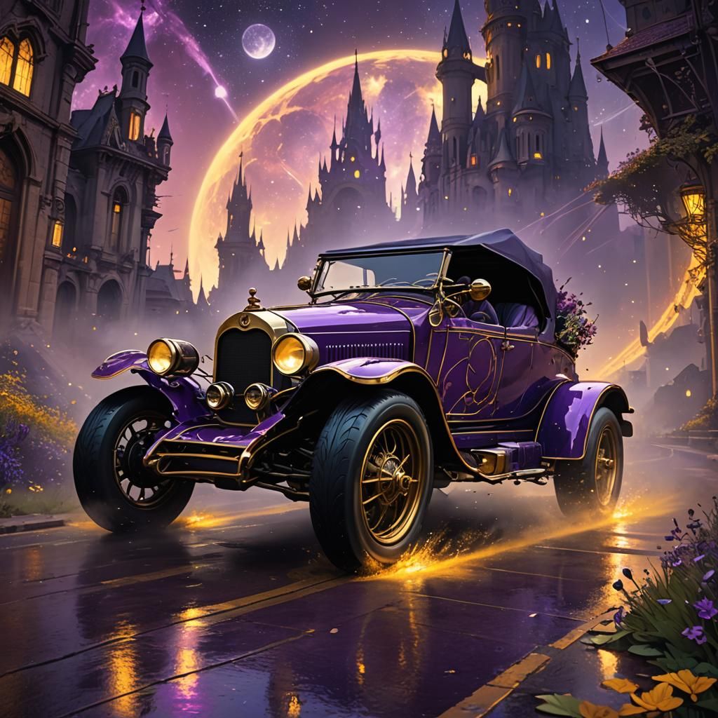 voiture de course entre des étoiles