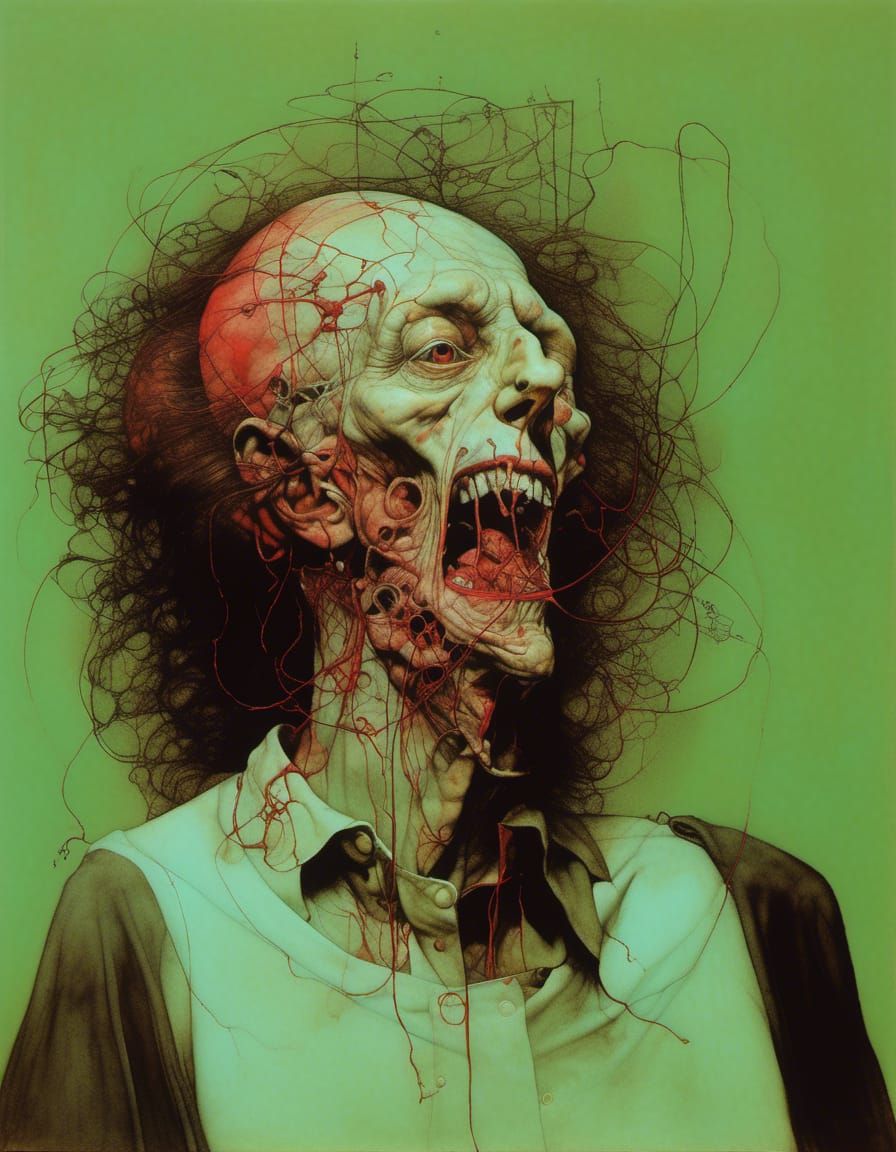 Psychic Vampire in Surreal Watercolor and Ink Style