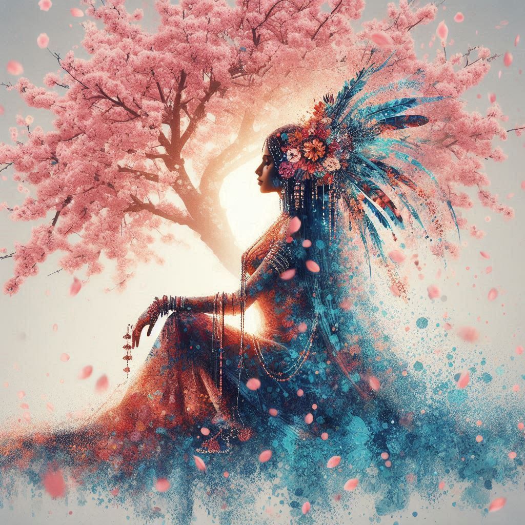 double exposure beautiful fantasy DALL-E 3 portrait landscape..